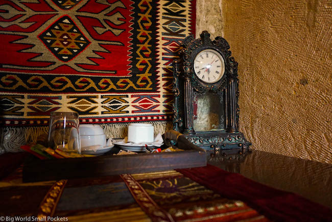 Turkey, Cappadocia, Cave Hotel Saksagan Clock