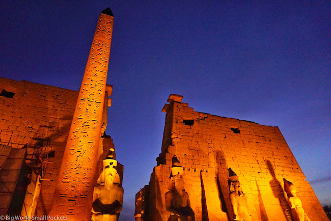 Egypt, Luxor, Luxor Temple at Night