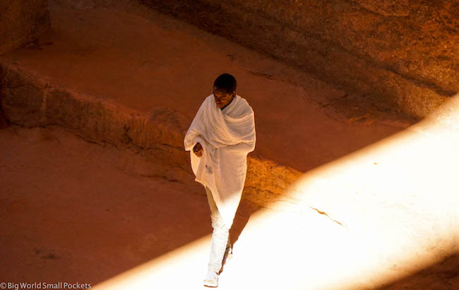 Ethiopia, Lalibela, Man Walking