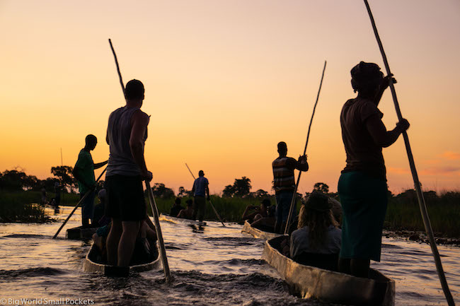 Botswana, Okavango Delta, Sunset Mokoro Ride