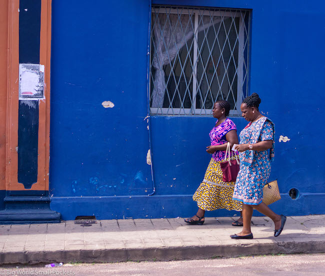 Mozambique, Inhambane, Women in Front of Blue Building