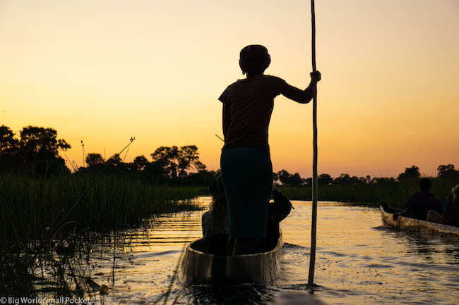 Botswana, Okavango Delta, Sunset Poler