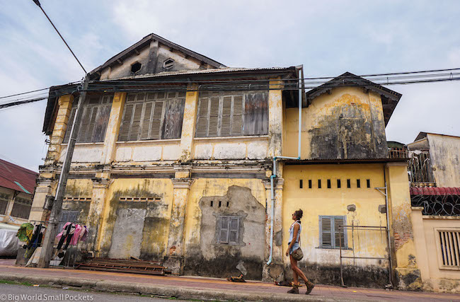 Cambodia, Kampot, Me In Front of Building