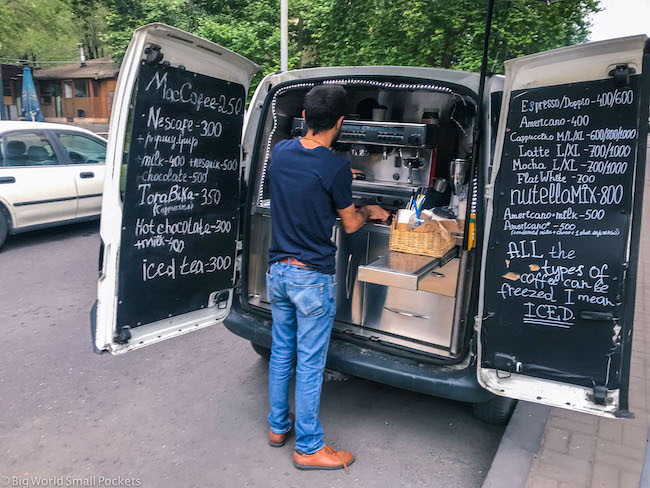 Armenia, Yerevan, Coffee Cart Man