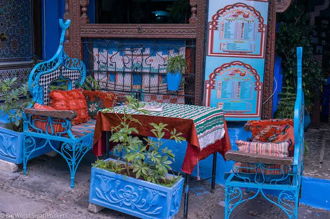 Marokkó, Chefchaouen, étterem