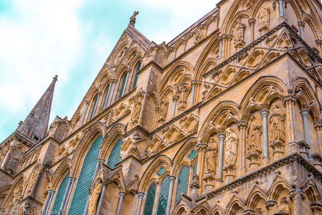 England, Salisbury, Cathedral Exterior