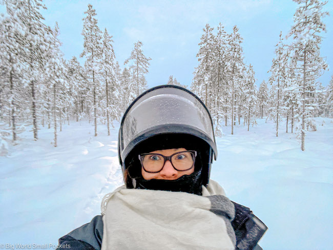 Finland, Lapland, Me on Snow Mobile