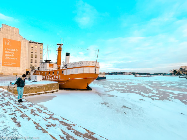 Finland, Helsinki, Boat in Harbour