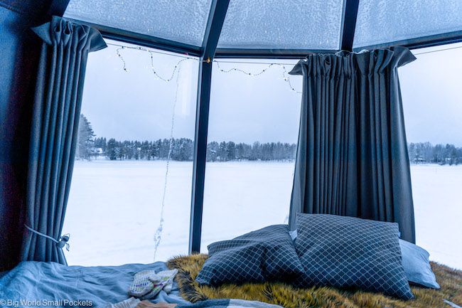 Finland, Lapland, Inside Glass Igloo