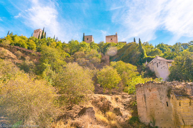 Spain, Granada, Alhambra from Below