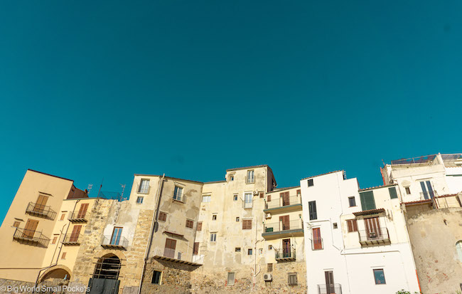Sicily, Cefalu, Whitewashed Houses