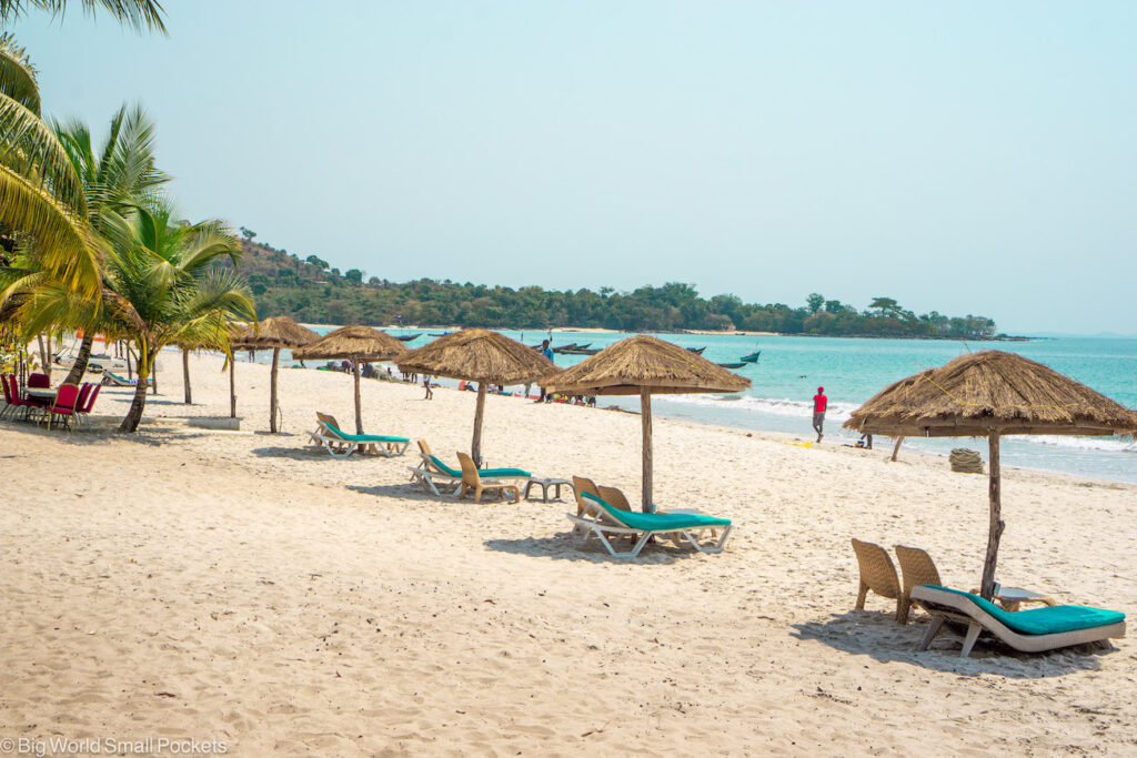 Sierra Leone, Tokeh Beach, Loungers & Sunshades