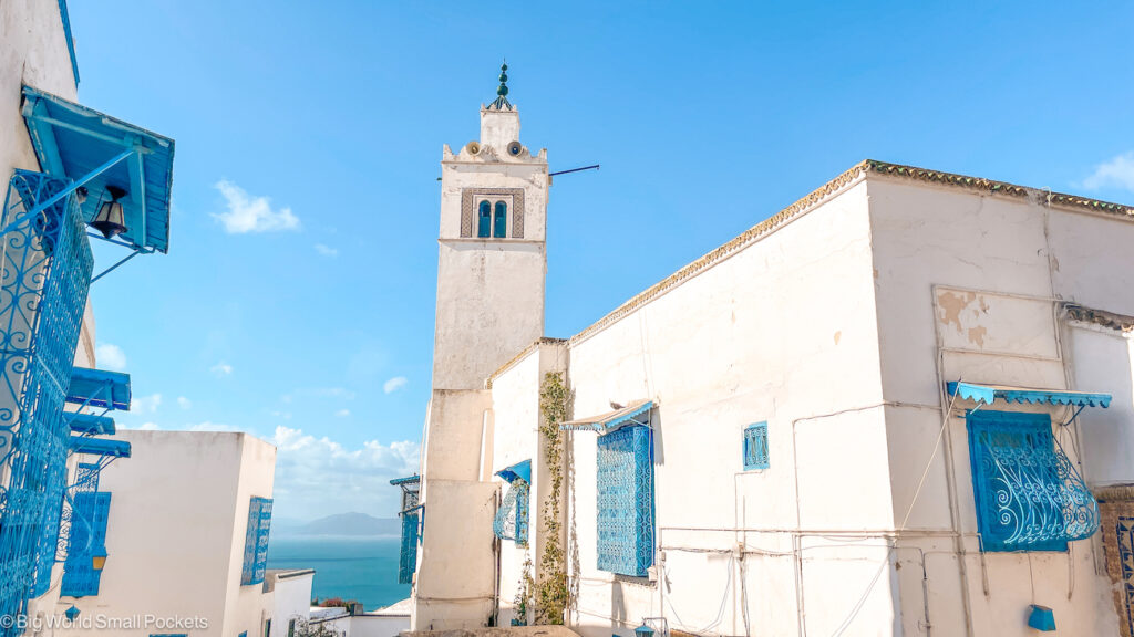 Tunisia, Sidi Bou Said, Mosque View