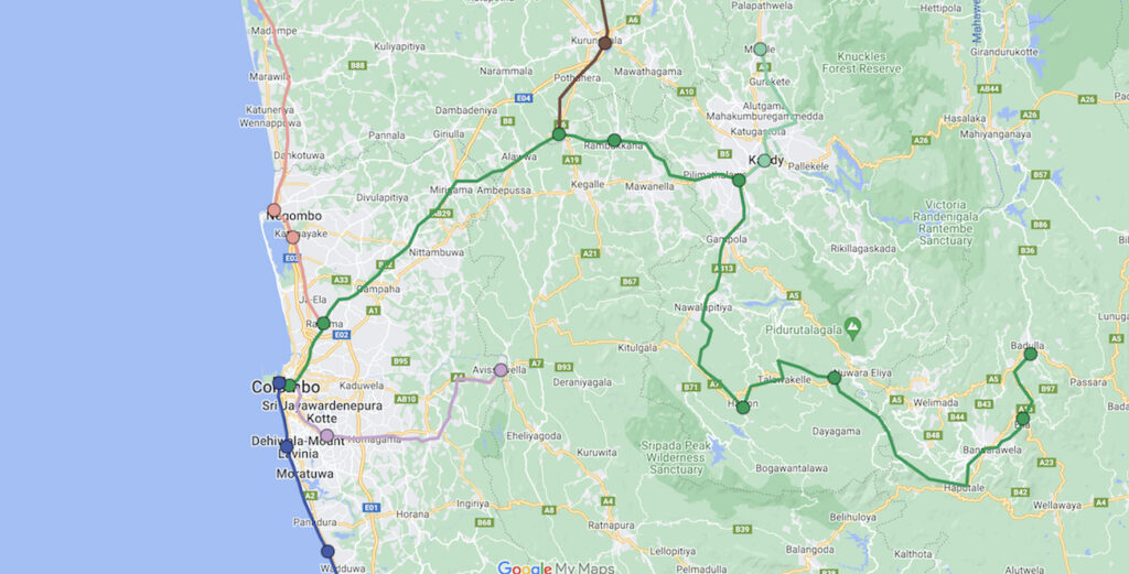 Sri Lanka, Railway Main Line, Map