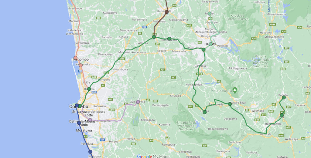 Sri Lanka, Railway Main Line, Map