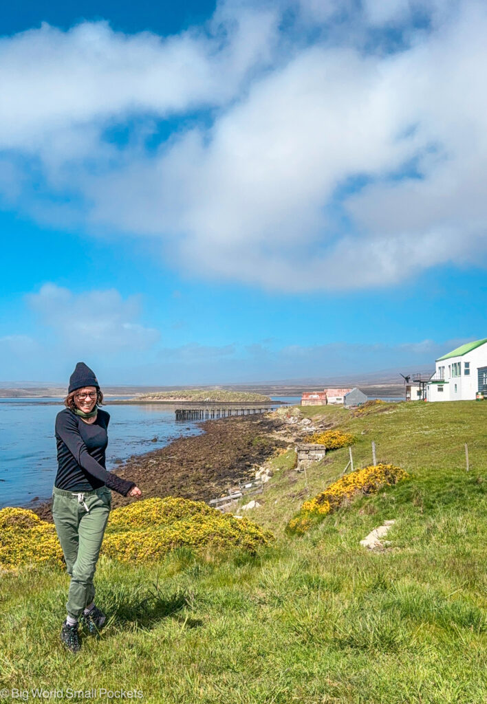 Falklands, Hill Cove, Me with Coastal View