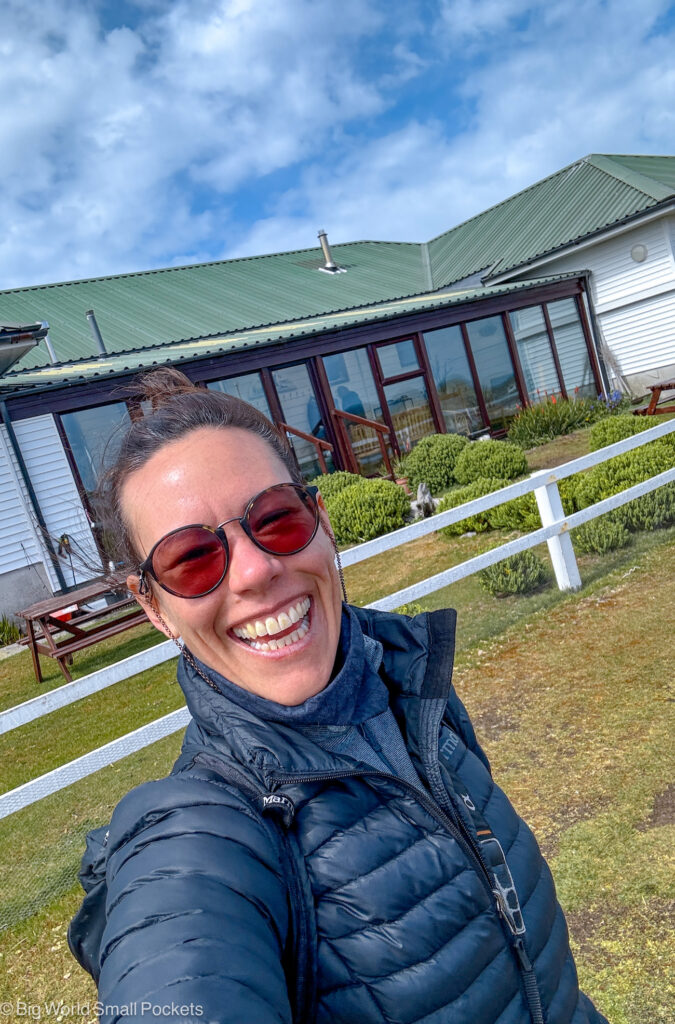 Falklands, Sea Lion Island, Me Outside Lodge