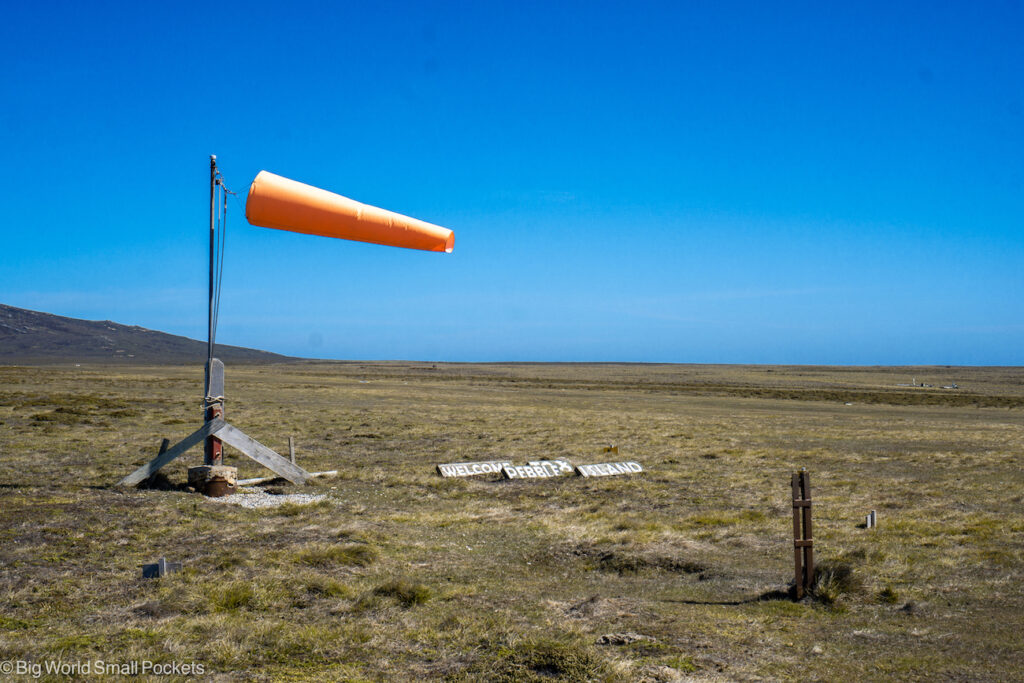 Falklands, Pebble Island, Landing Strip with Windsock