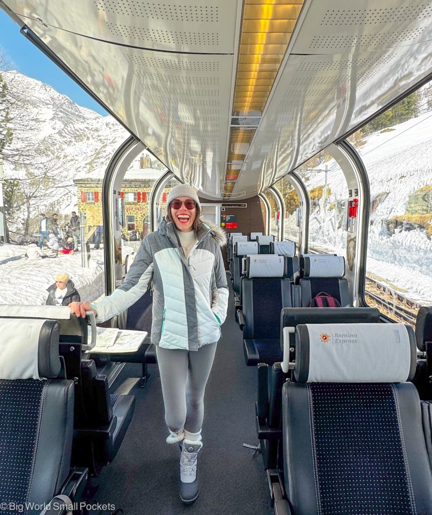 Bernina Express, Train, Me in First Class Carriage