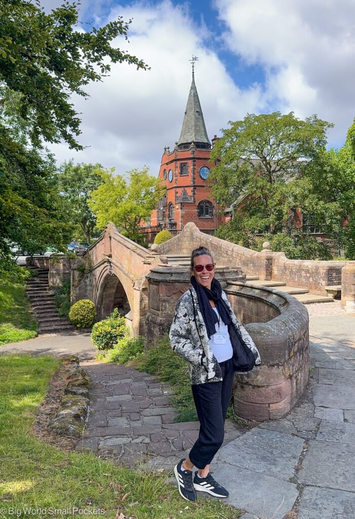 Cheshire, Port Sunlight, Me Standing in Front of Bridge