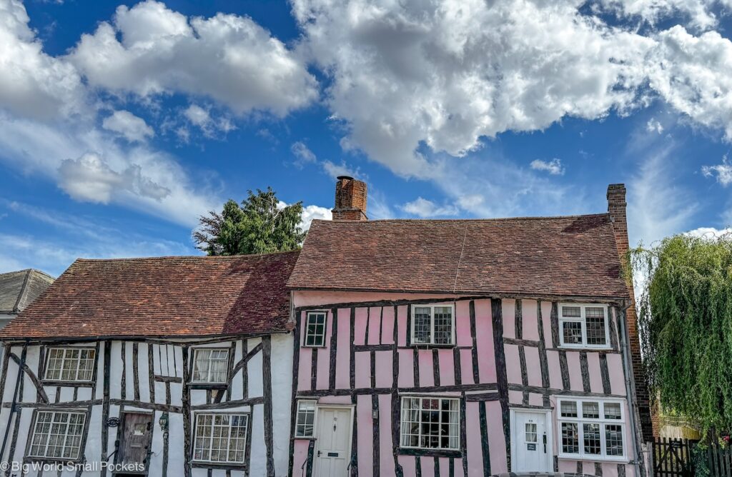 Suffolk, Lavenham, Preserved Tudor Buildings with Wooden Beams Exposed