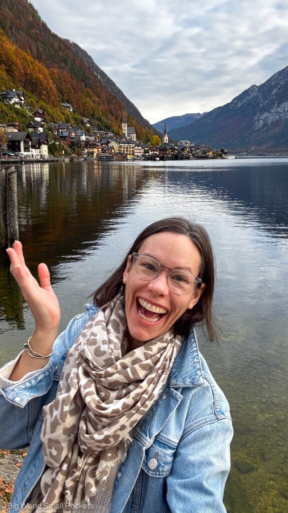 Austria, Hallstatt, Me with Lake in Background