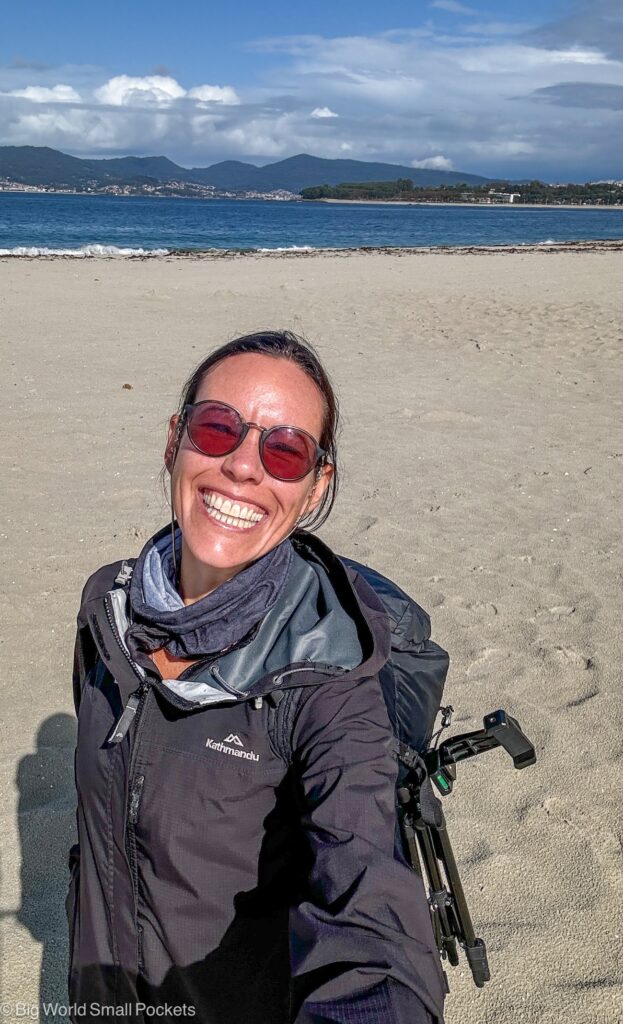Camino de Santiago, Packing, Me on Beach with DayPack