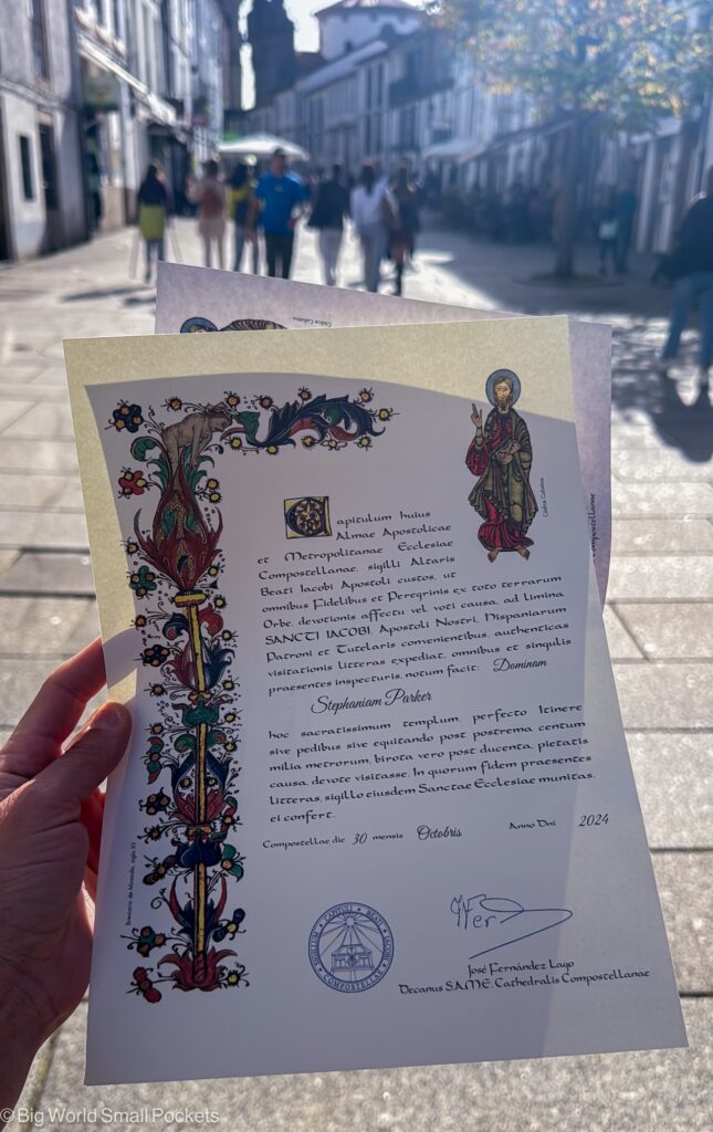 Spain, Camino de Santiago, Pilgrim Certificate