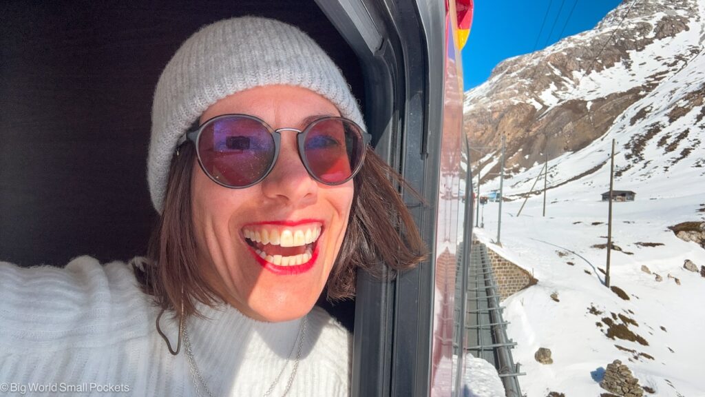Switzerland, Bernina Express Regional Train, Me Out Window