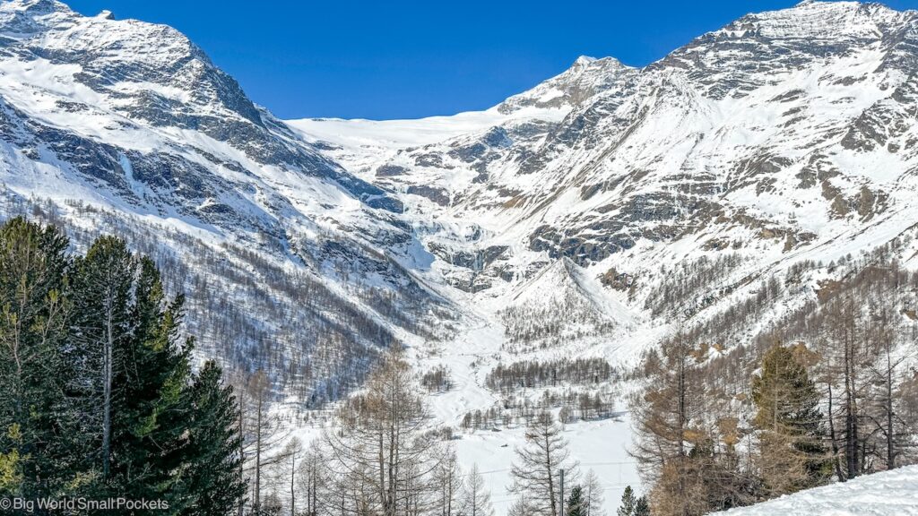 Switzerland, Bernina Express Route, Snowy Alps Scene