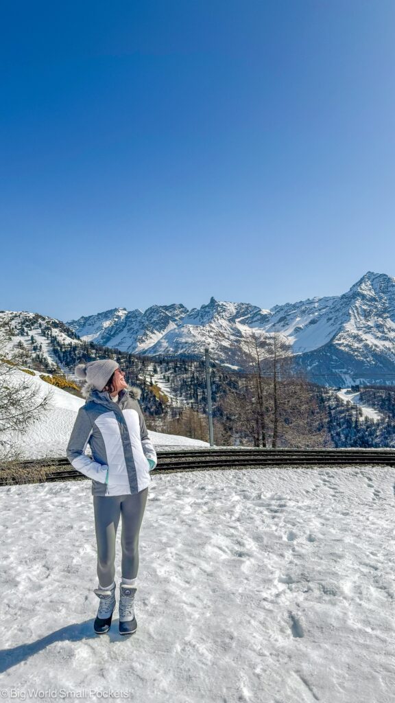 Switzerland, Ospizio Bernina, Me in Snow