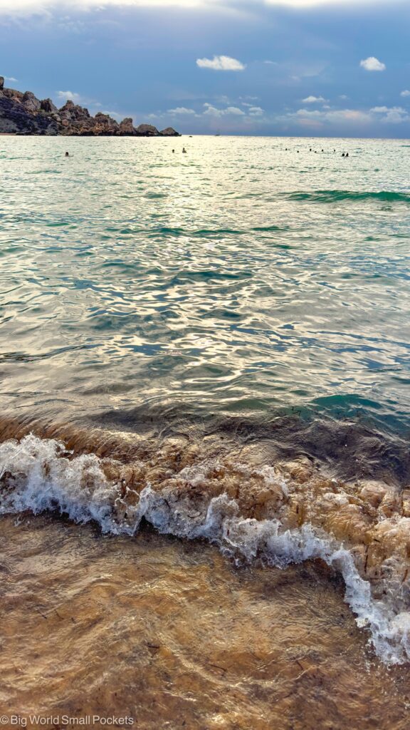 Malta, Mellieħa Bay, Waves Lapping Shore