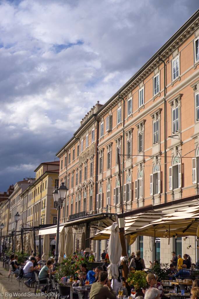 Italy, Trieste, Cafe Along Canal
