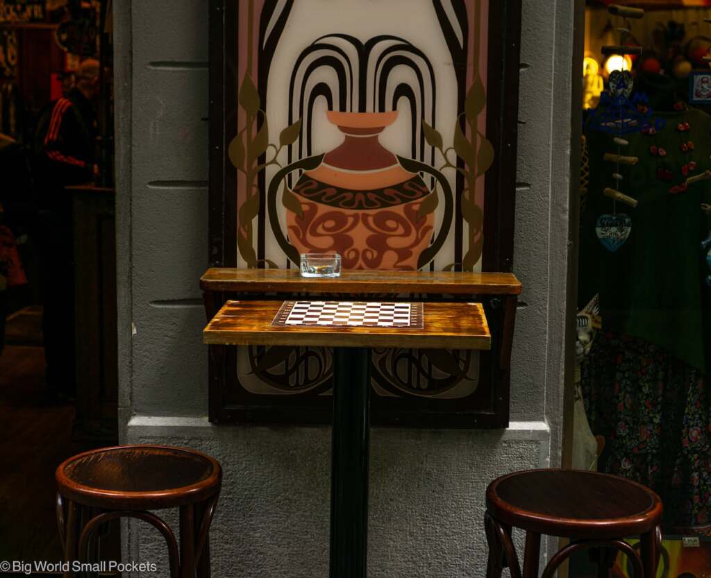 Italy, Trieste, Outdoor Table at Cafe