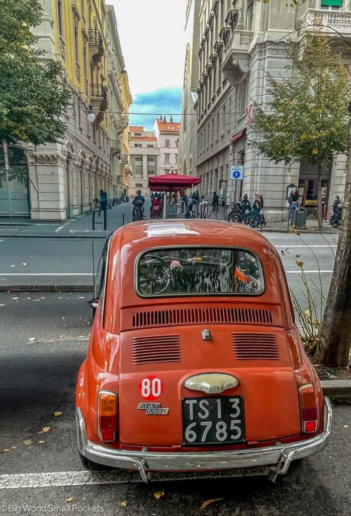 Italy, Trieste, Red Fiat 500