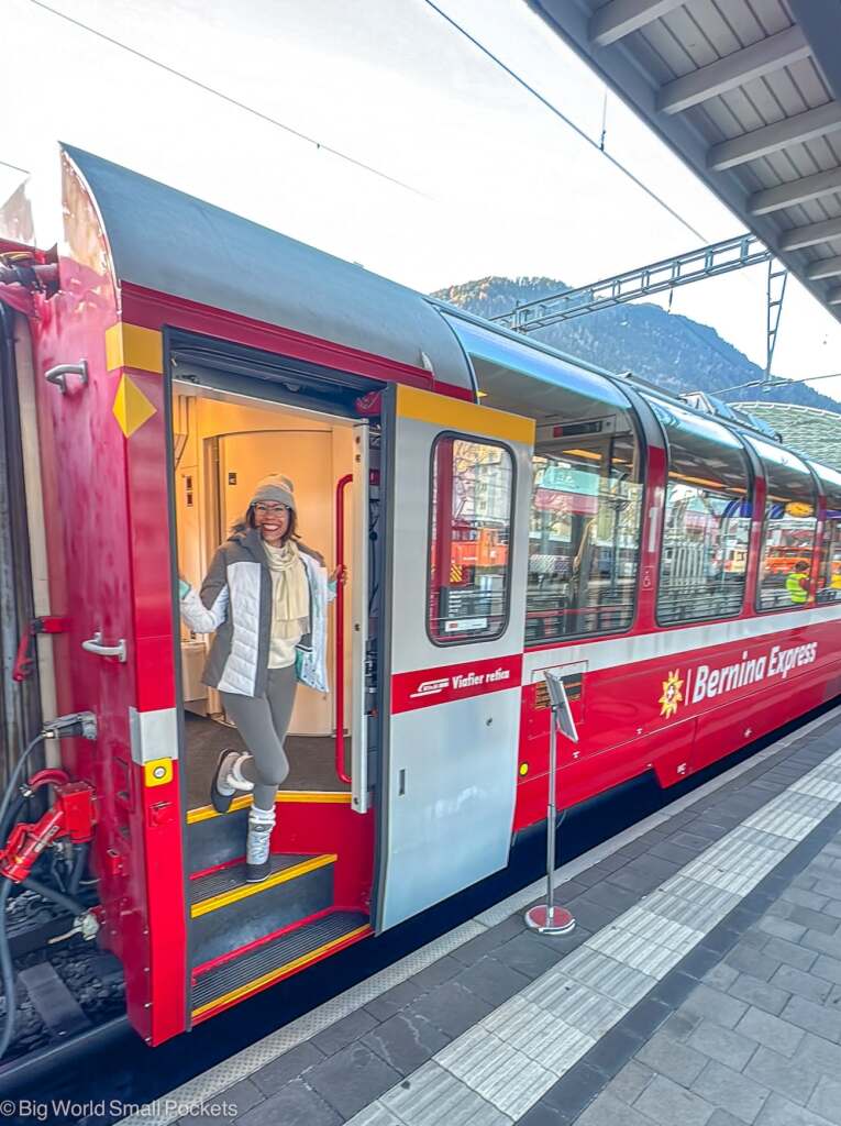 Switzerland, Bernina Express, Me in Train Door,
