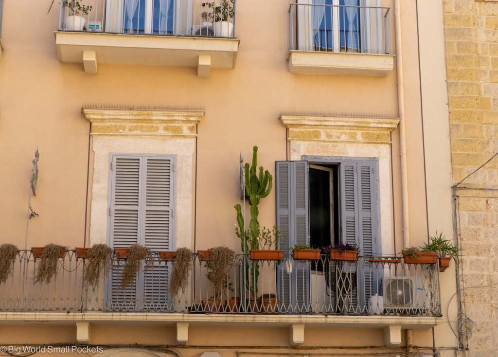 Italy, Bari, Apartment Balcony and Shutters