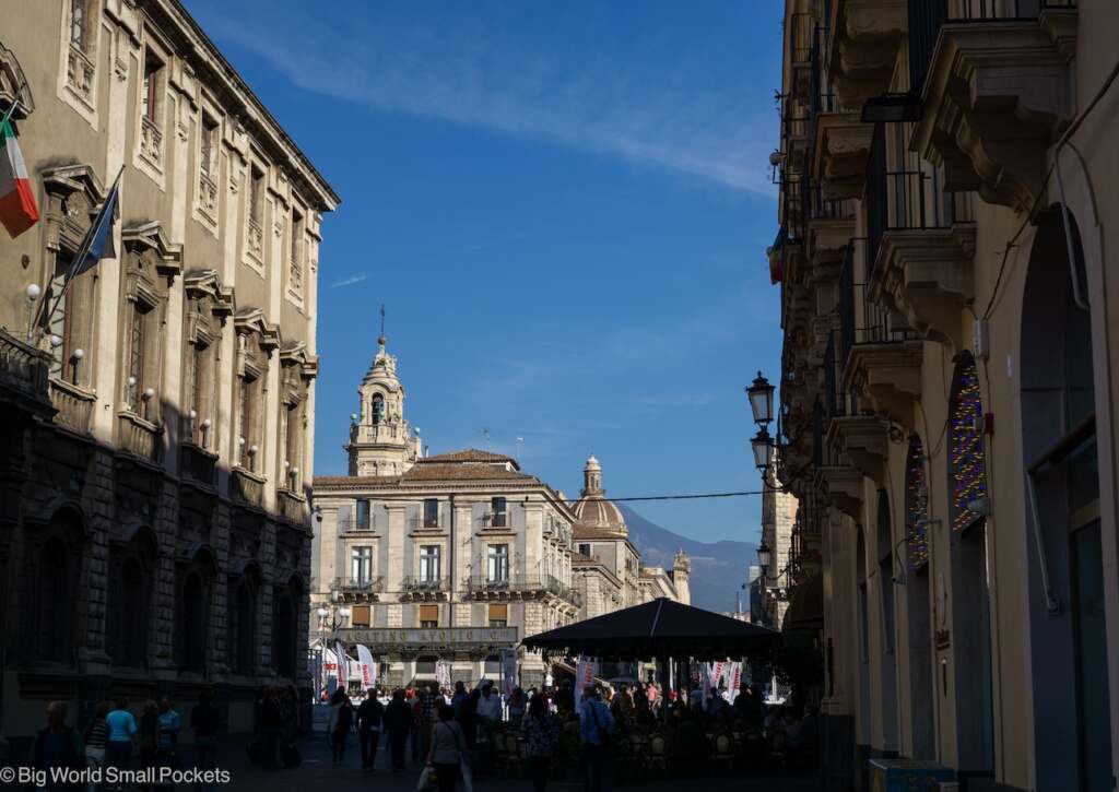 Sicily, Catania, City Square with Etna Behind