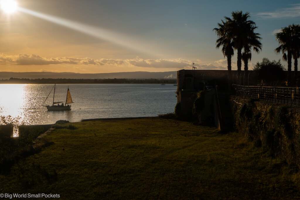 Sicily, Siracusa, Sunset Over Sea