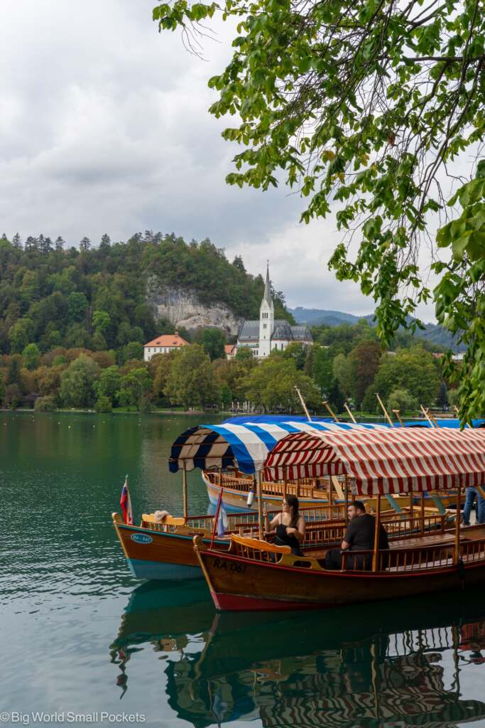 Slovenia, Lake Bled, Boats on Water