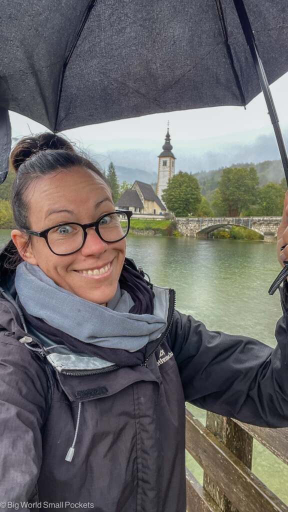 Slovenia, Lake Bled, Me in Rain