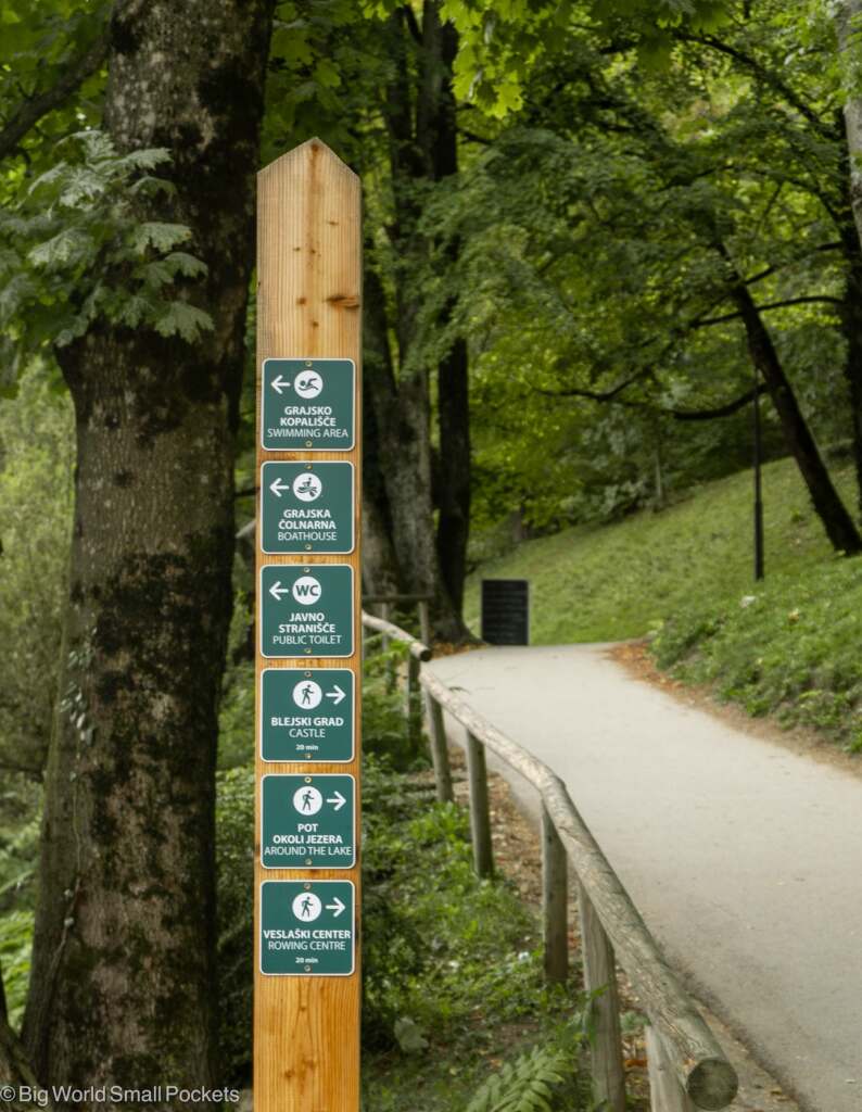 Slovenia, Lake Bled, Walking Signpost