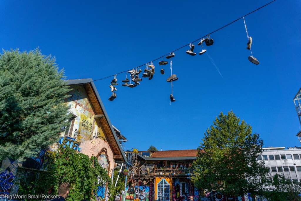Slovenia, Ljubljana, Shoes on Telegraph Wire