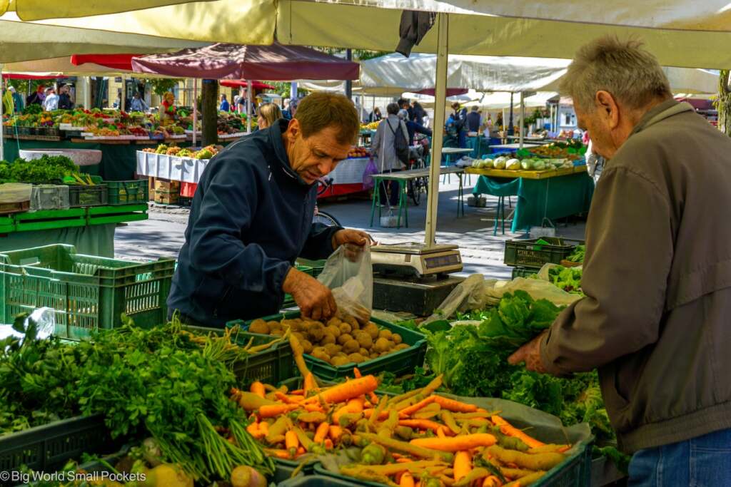 Slovenia, Ljubljana, Vegetable Market Stall