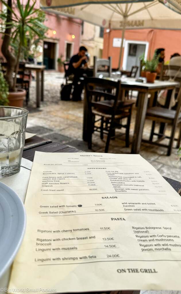 Greece, Corfu, Menu