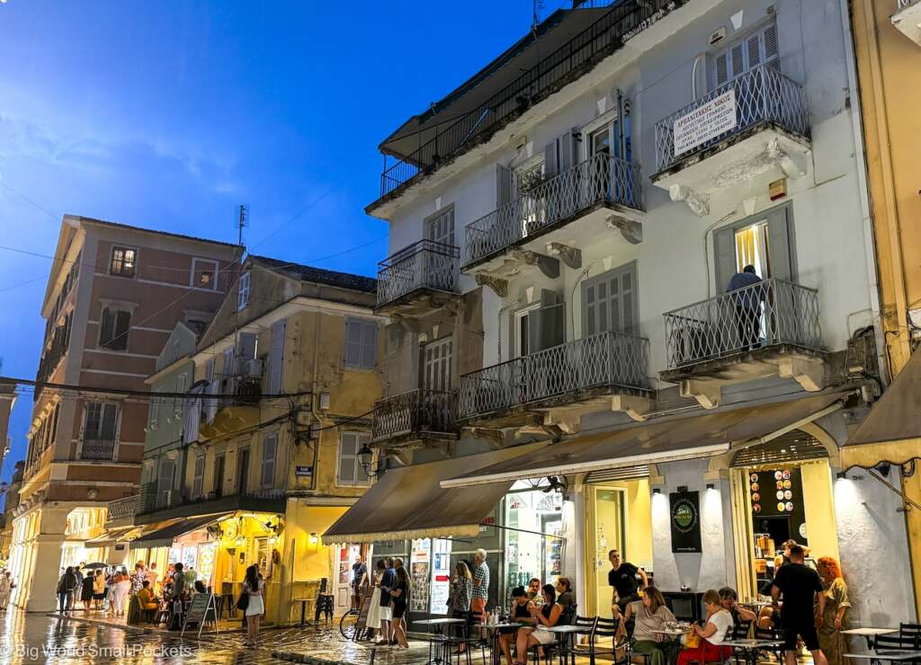 Greece, Corfu, Old Town at Night
