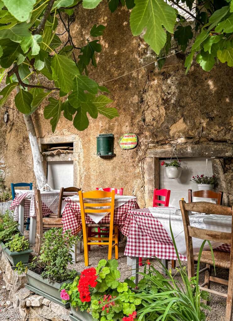 Greece, Corfu, Taverna Tables