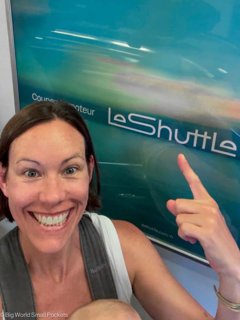 LeShuttle, Me with Sign