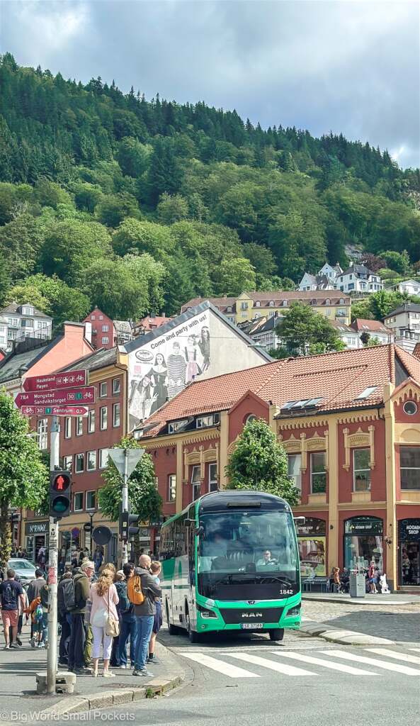 Norway, Bergen, Flybussen in the City Centre