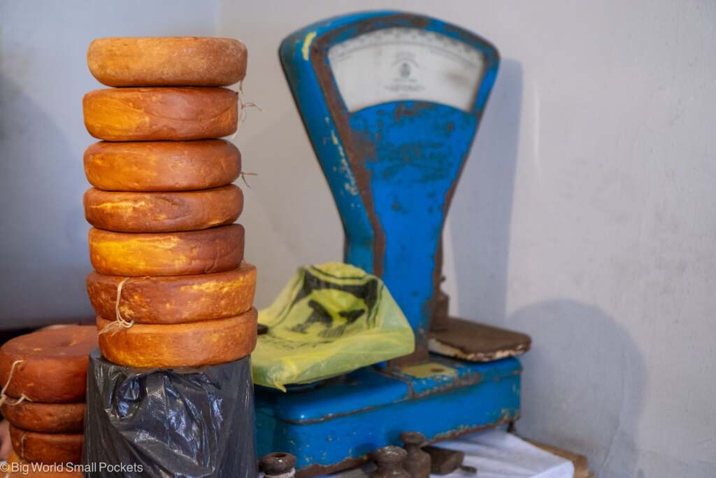 Georgia, Tbilisi, Cheese and Weighing Scales